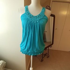 Willi Smith Turquoise Sleeveless Knit Top
